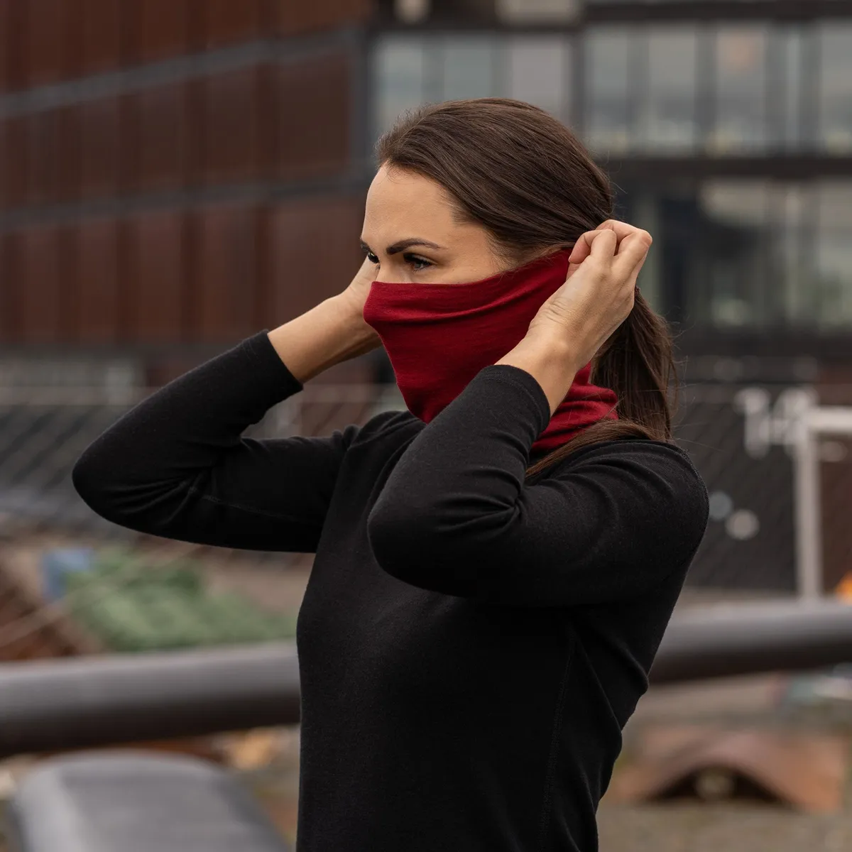 Women's 160gsm Merino Active Neck Gaiter Royal Cherry / Red 5