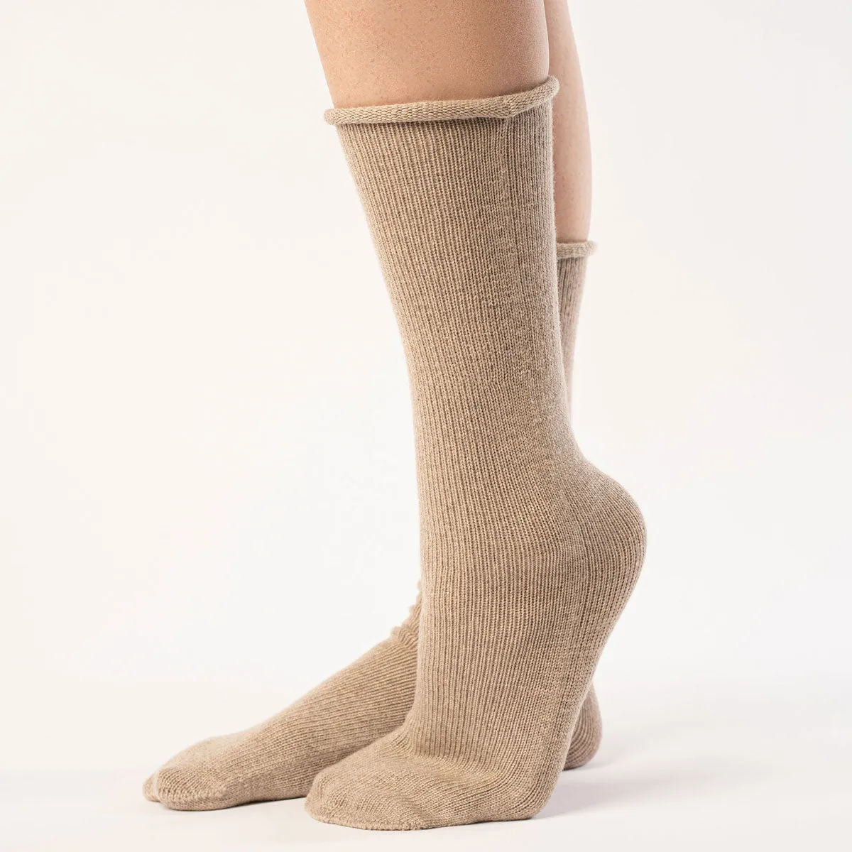 Women's Knit Socks Merino Creamy Beige 2