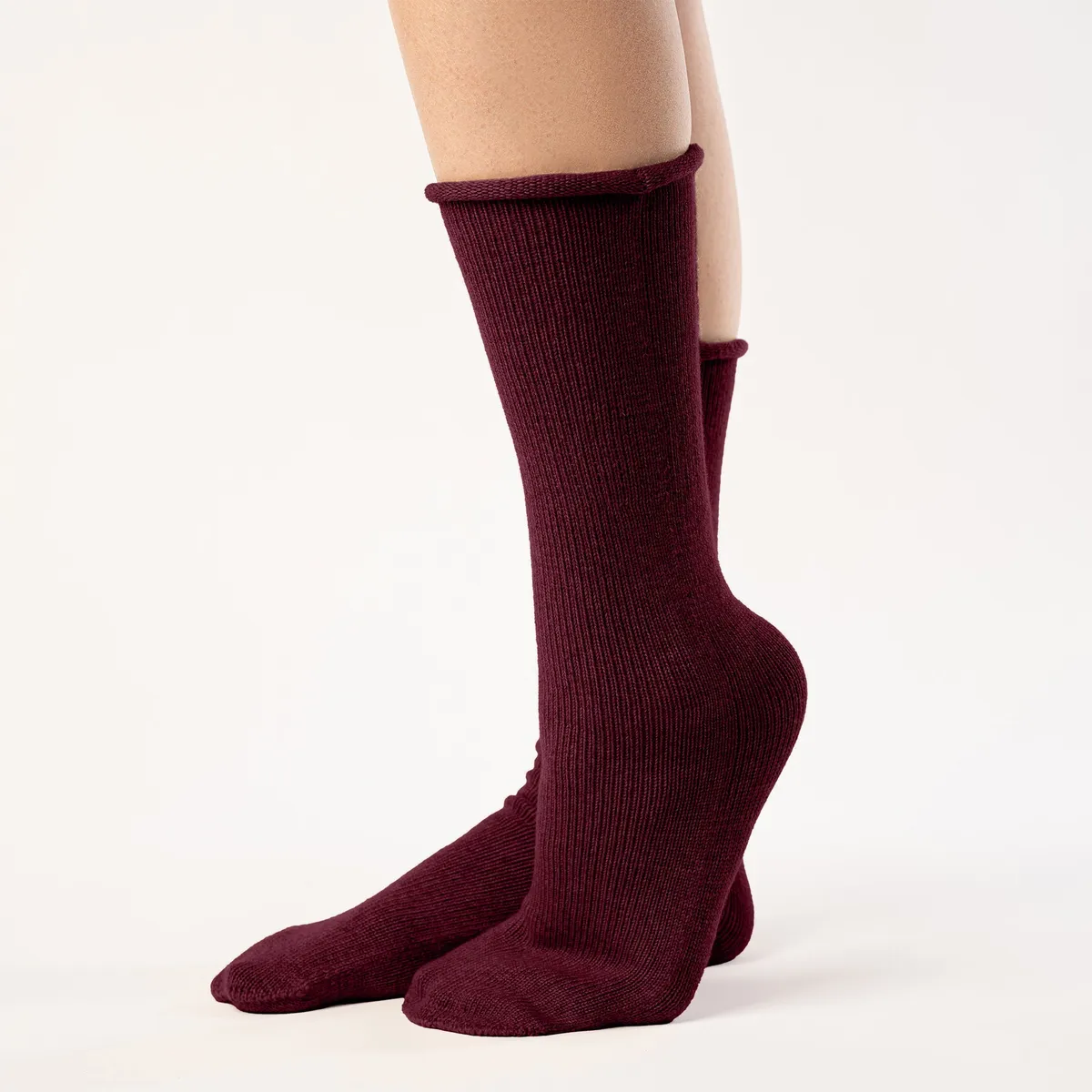 Women's Knit Socks Merino Royal Cherry 2