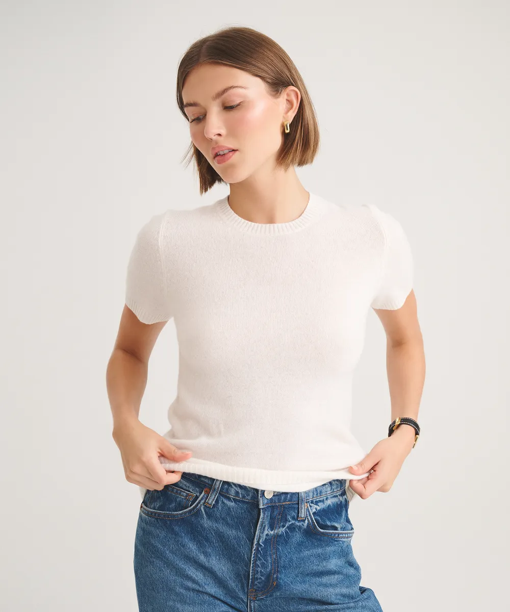Basic Cashmere Short Sleeve Sweater