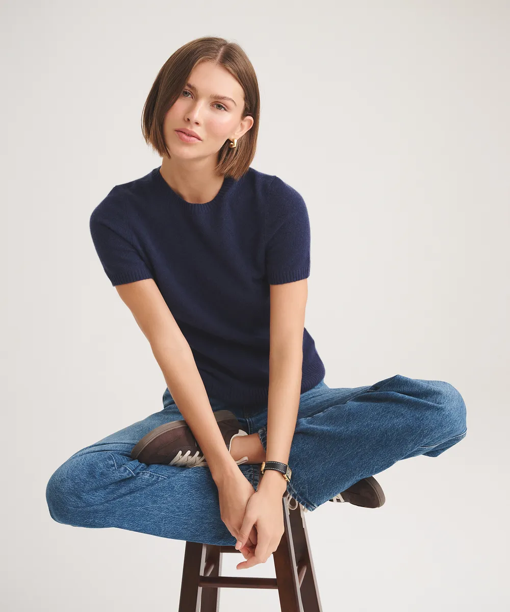 Basic Cashmere Short Sleeve Sweater 2