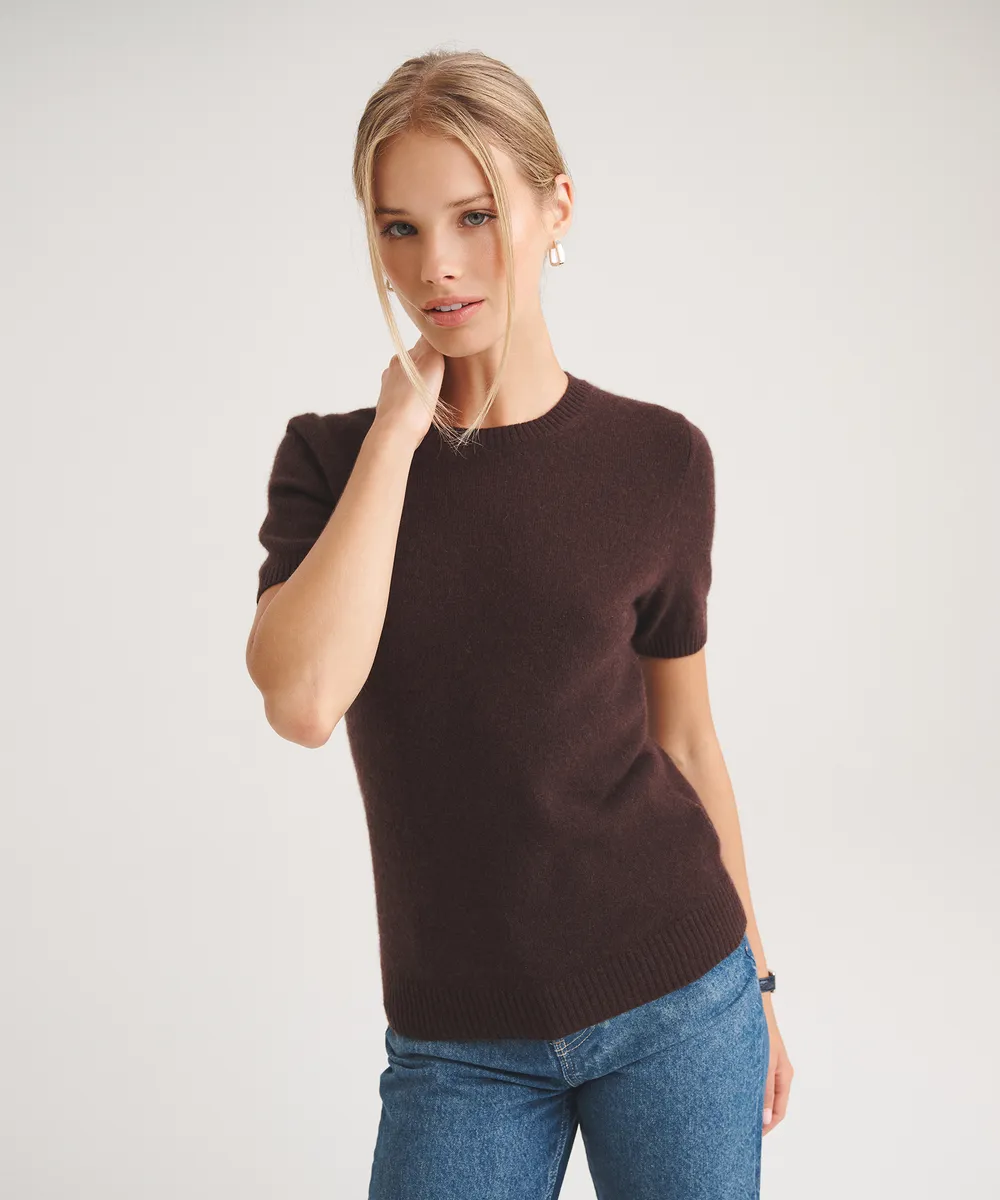 Basic Cashmere Short Sleeve Sweater 14