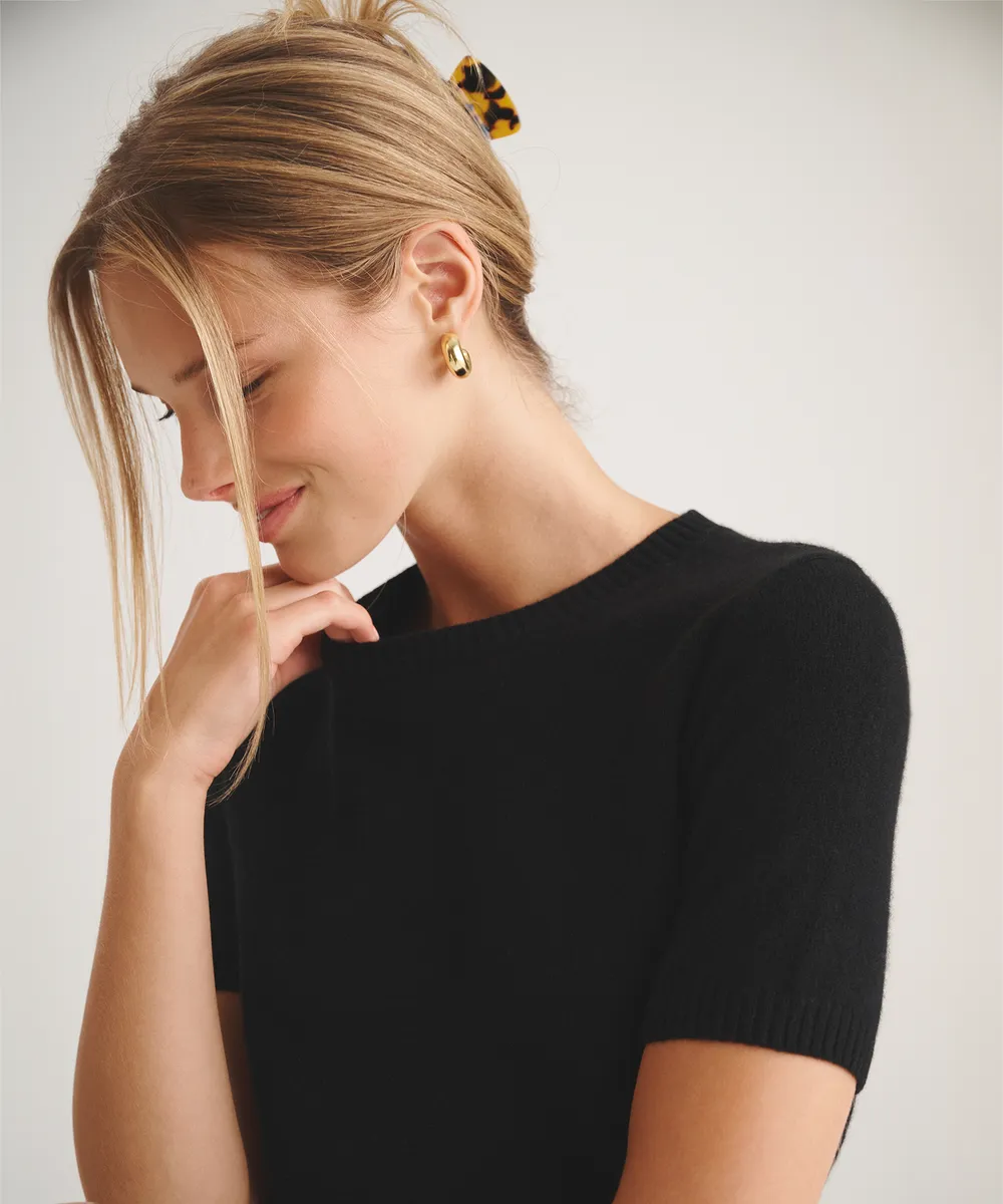 Basic Cashmere Short Sleeve Sweater 7