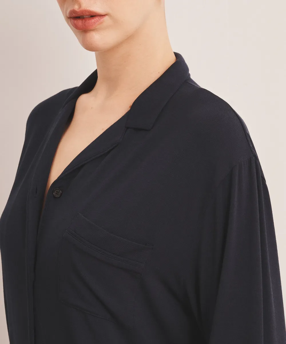 Breathable Button Up Sleep Shirt 9