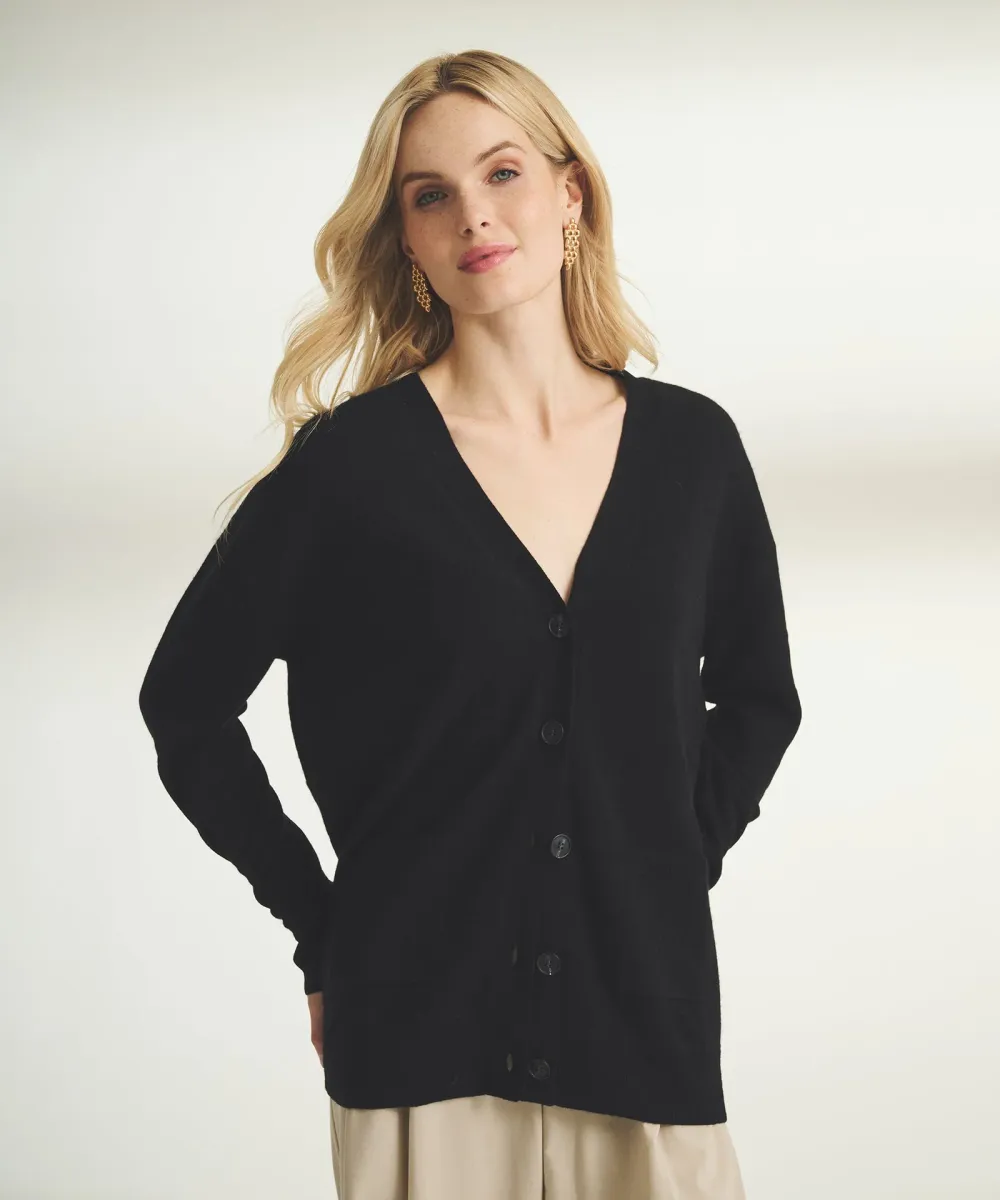 Cashmere Drop Shoulder V-Neck Cardigan 2