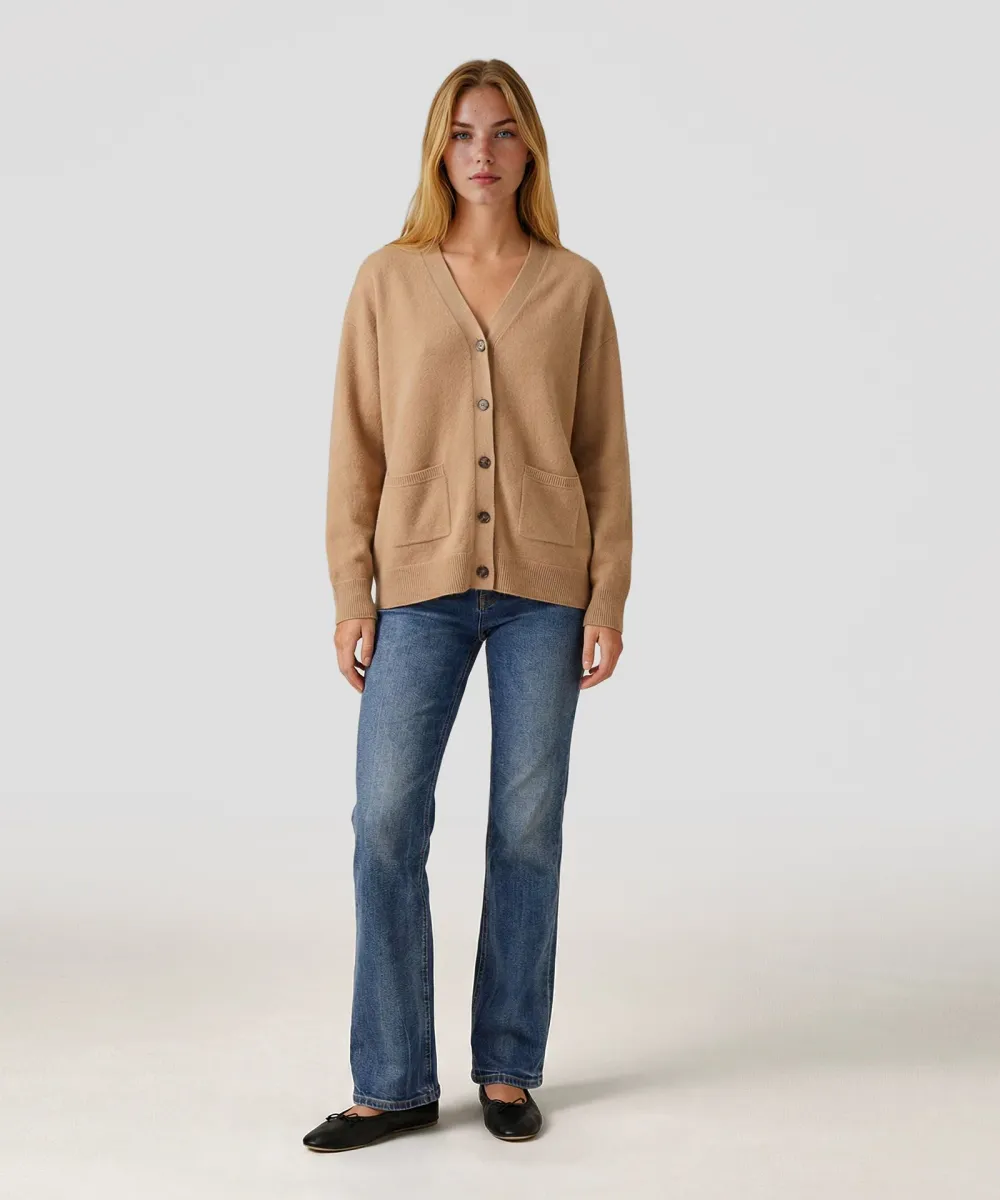 Cashmere Drop Shoulder V-Neck Cardigan 11