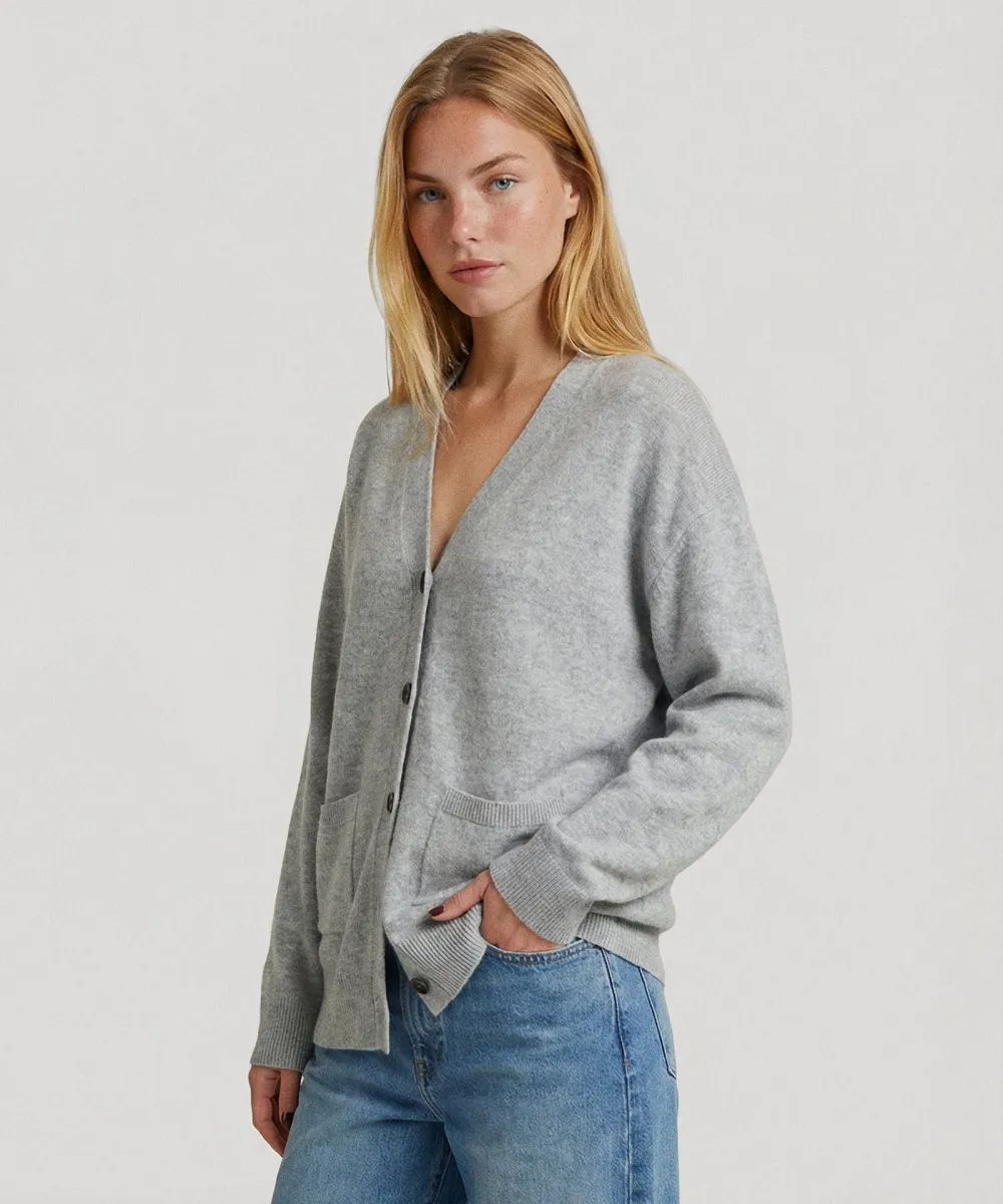 Cashmere Drop Shoulder V-Neck Cardigan 8
