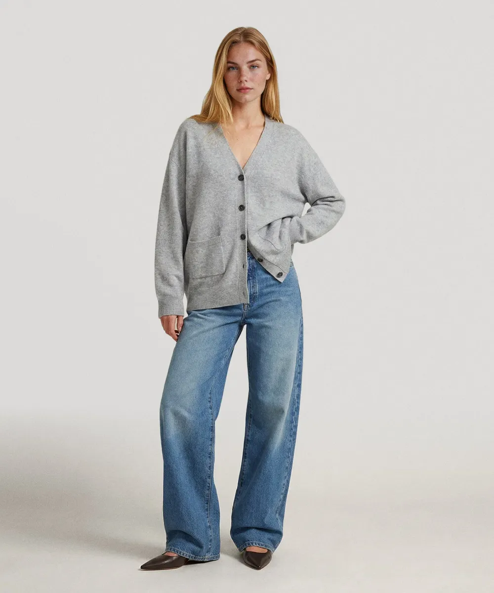 Cashmere Drop Shoulder V-Neck Cardigan 9