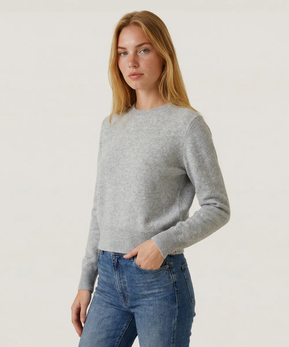 Cashmere Long Sleeve Cropped Pullover 4