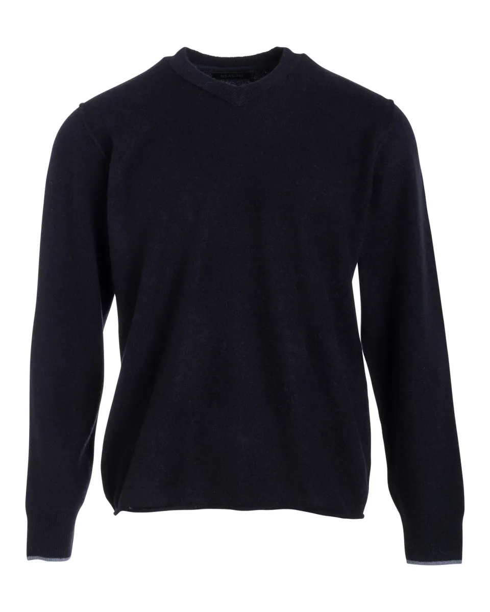 Cashmere V-Neck Sweater with Contrast Trim 2