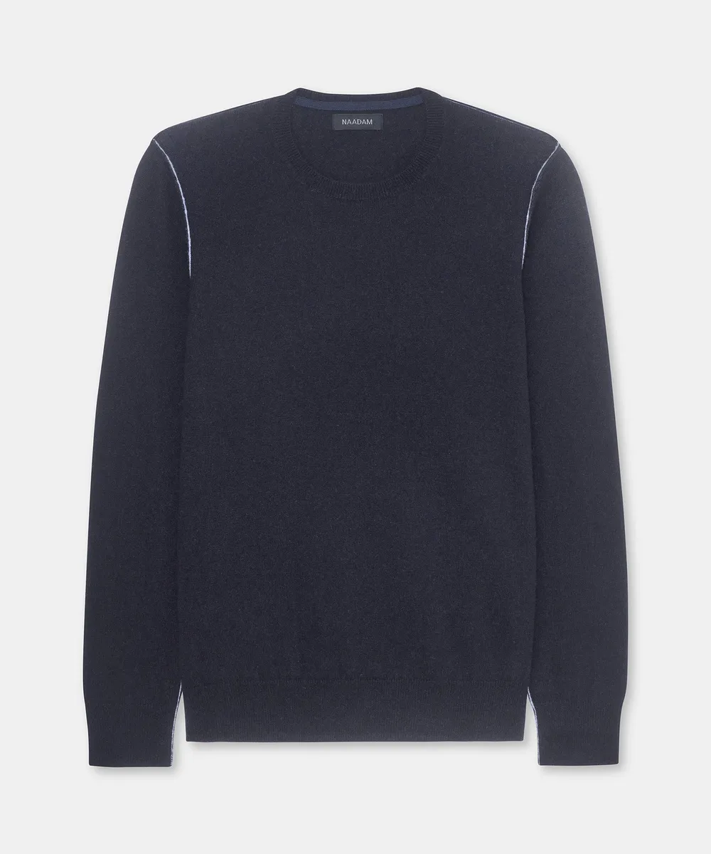 Cashmino Crewneck Sweater with Contrast Trim 3