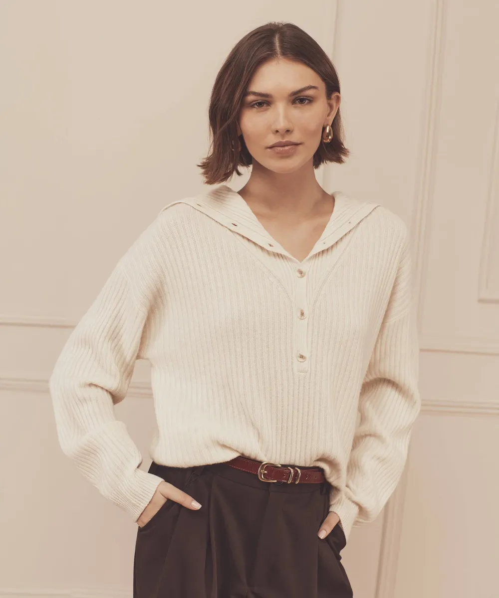 Cashmino Half Button Sweater 2