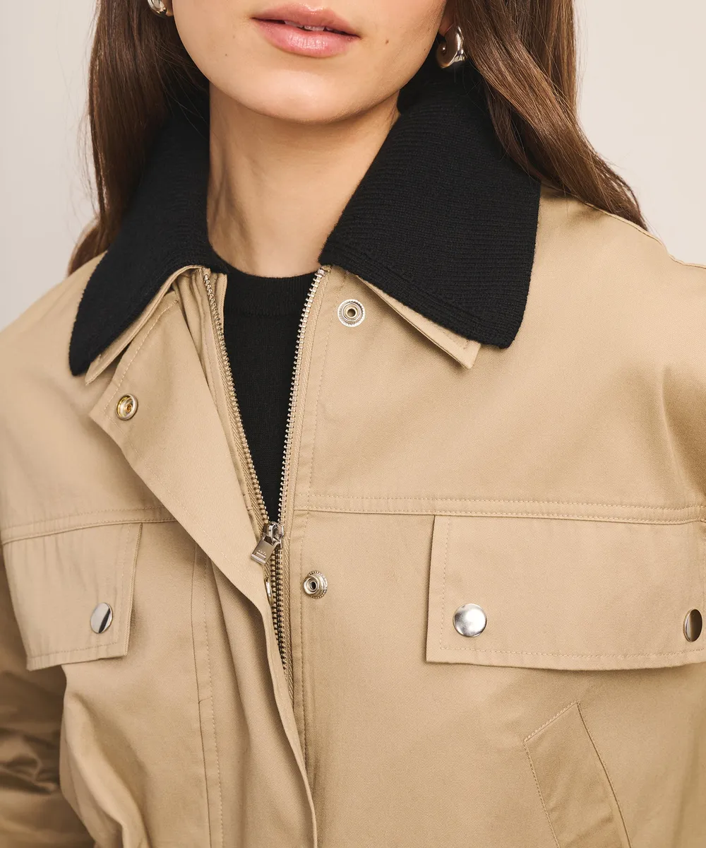 Cotton Cashmere Mixed Media Barn Jacket 4