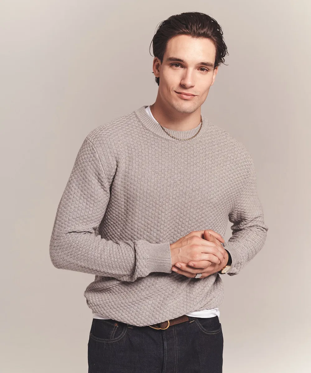 Cotton Cashmere Textured Crewneck 2