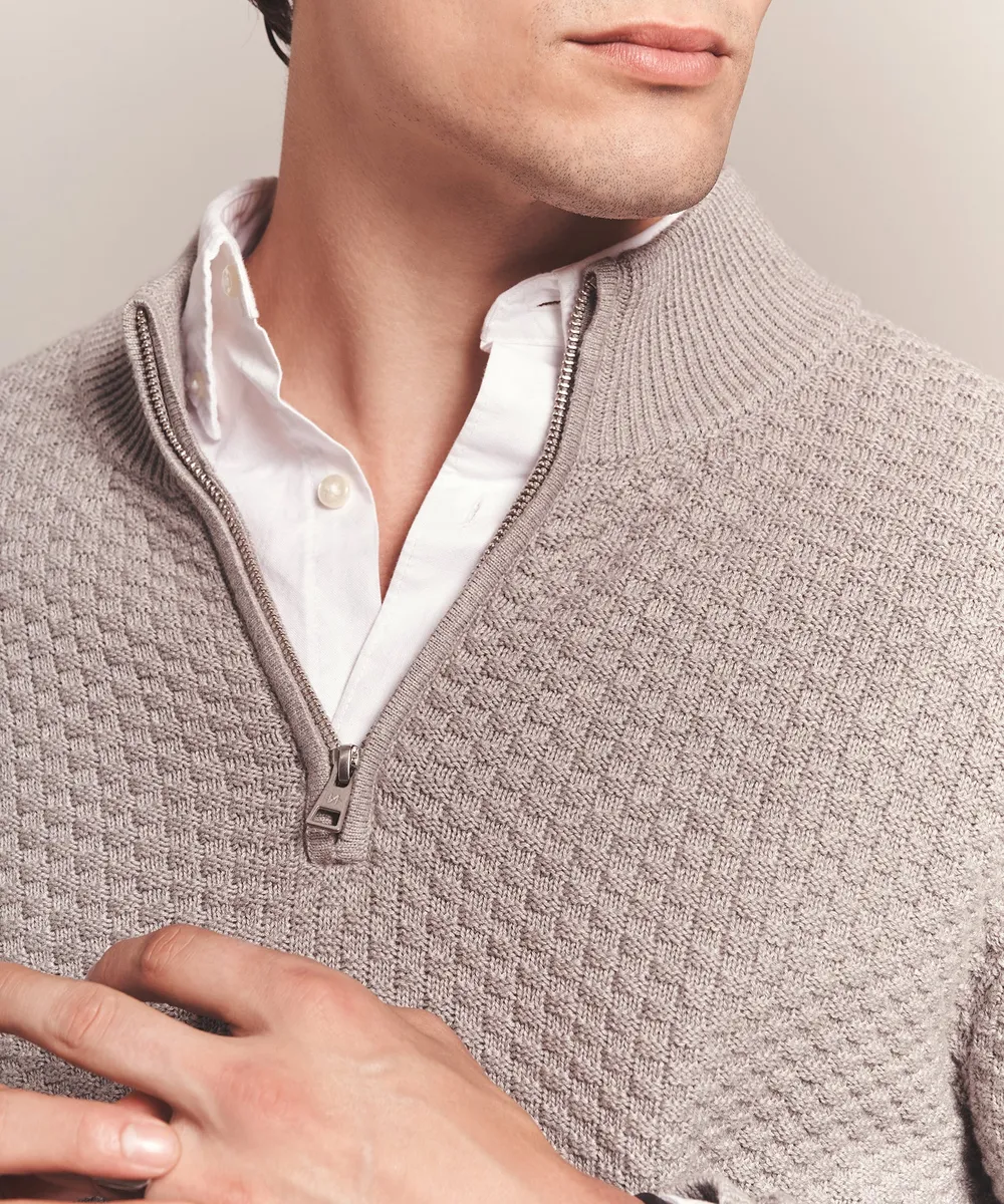 Cotton Cashmere Textured Quarter Zip 2