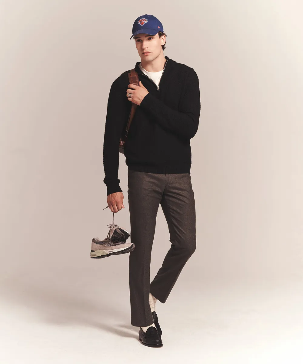 Cotton Cashmere Textured Quarter Zip 12