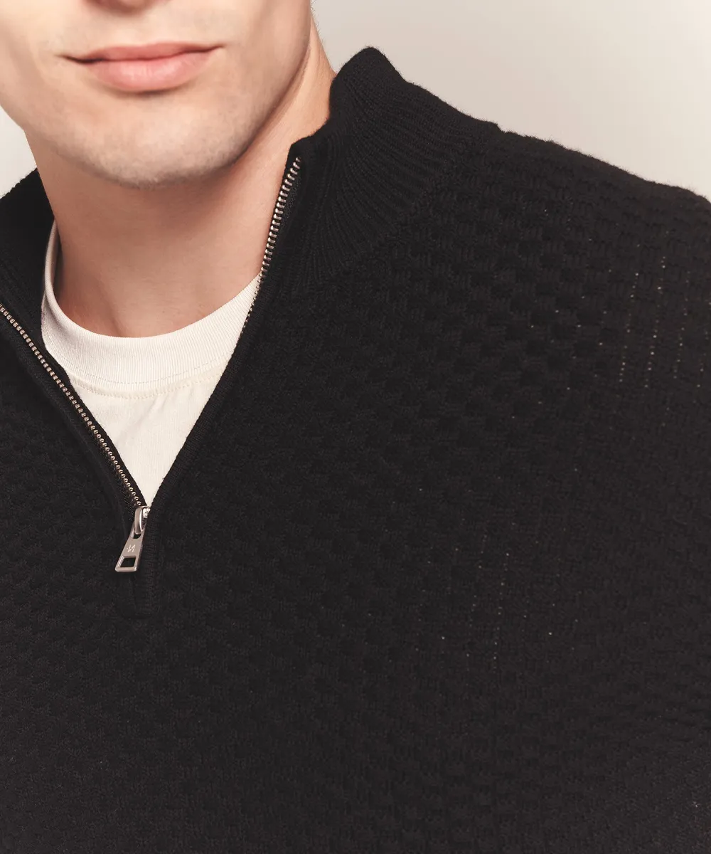 Cotton Cashmere Textured Quarter Zip 14