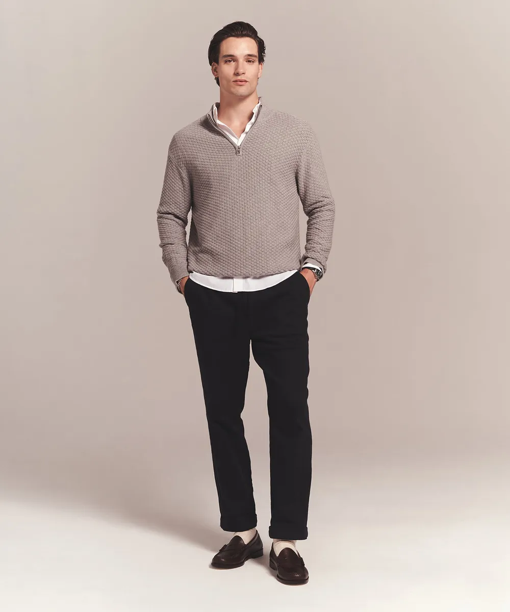 Cotton Cashmere Textured Quarter Zip 16