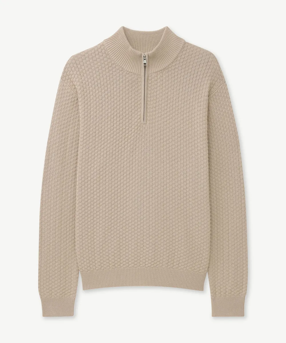 Cotton Cashmere Textured Quarter Zip 19