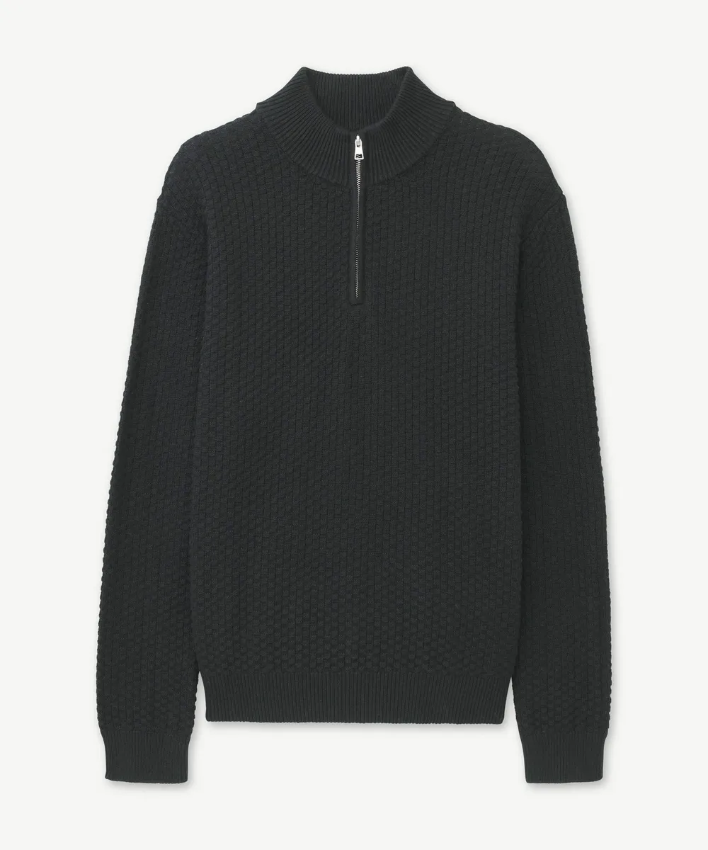 Cotton Cashmere Textured Quarter Zip 20