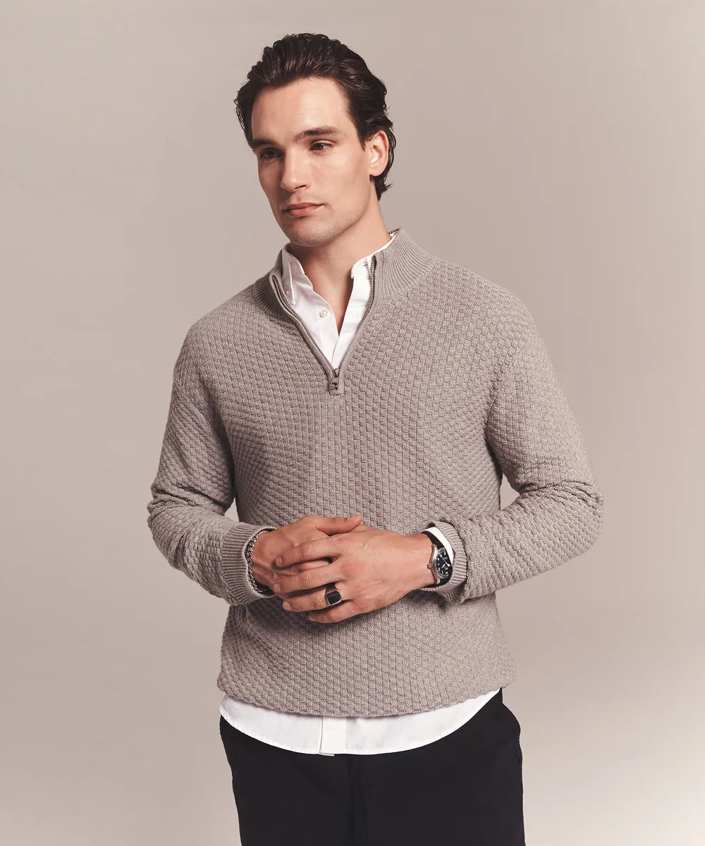 Cotton Cashmere Textured Quarter Zip 3