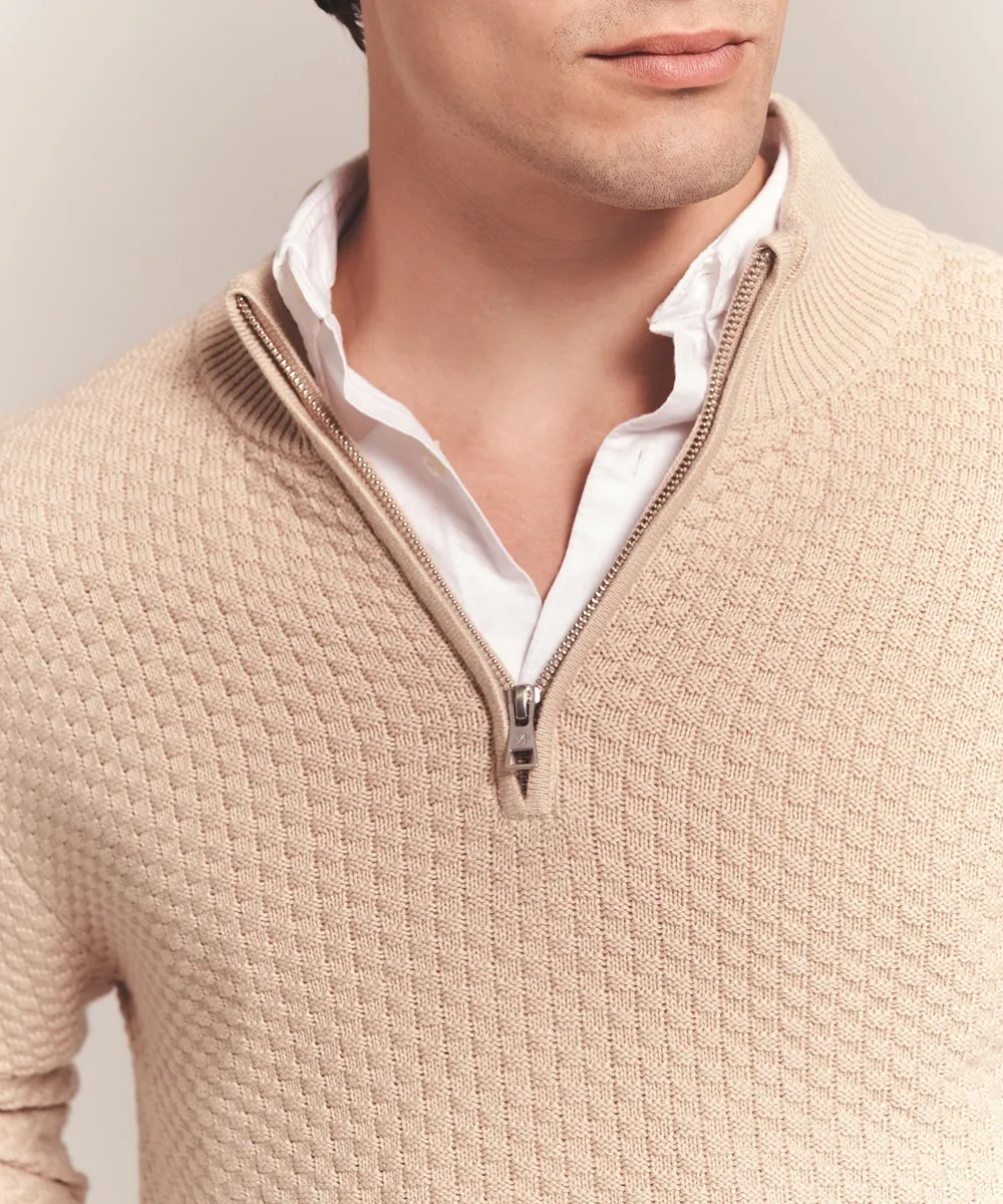 Cotton Cashmere Textured Quarter Zip 4