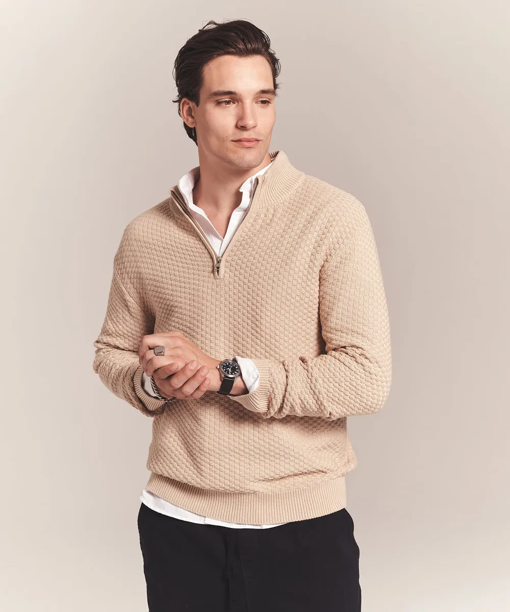 Cotton Cashmere Textured Quarter Zip 5