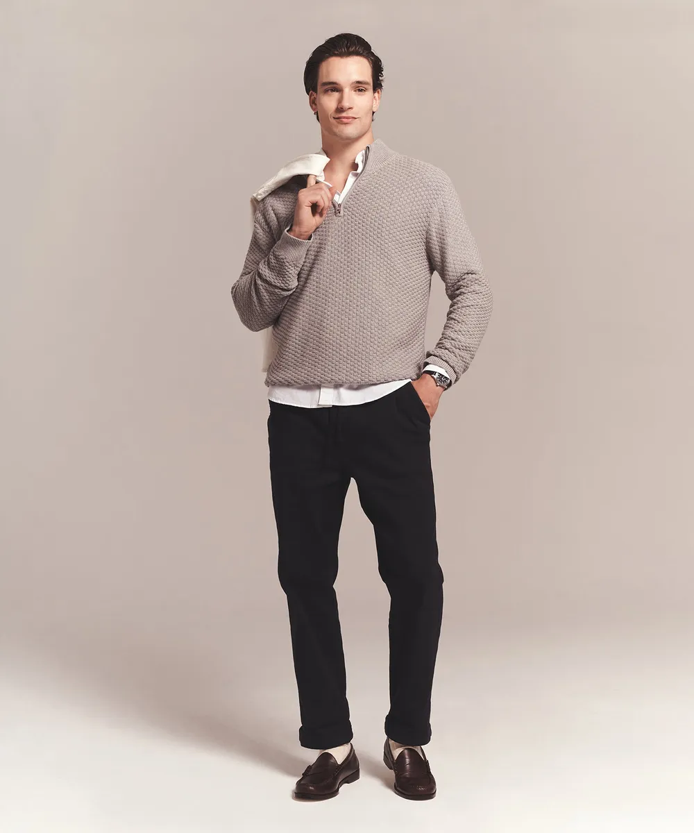 Cotton Cashmere Textured Quarter Zip 6