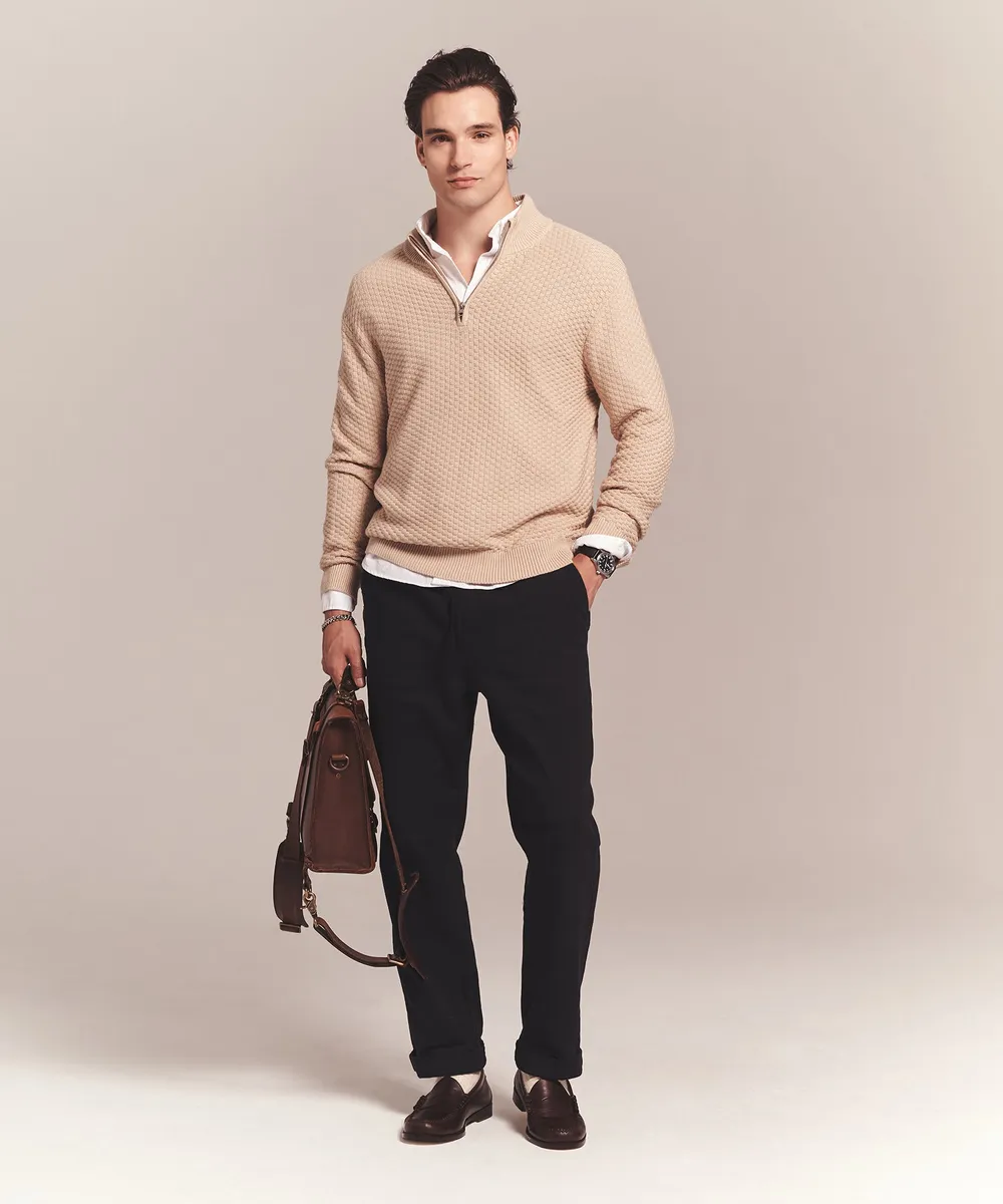 Cotton Cashmere Textured Quarter Zip 7