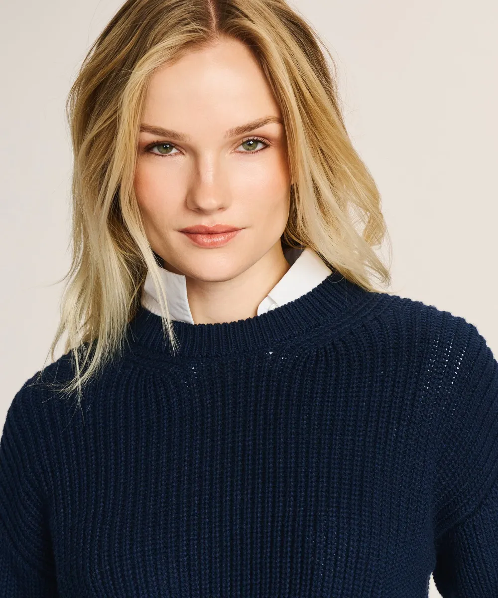 Cotton Fisherman Crewneck Sweater 10