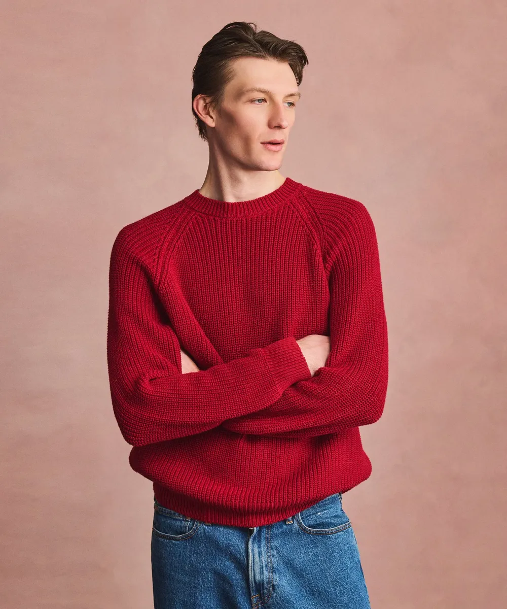 Cotton Fisherman Raglan Crewneck Sweater 2