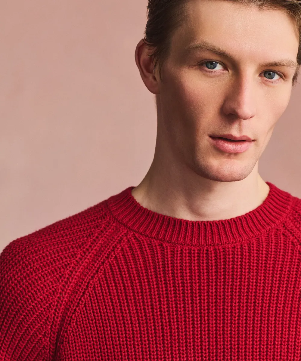 Cotton Fisherman Raglan Crewneck Sweater 3