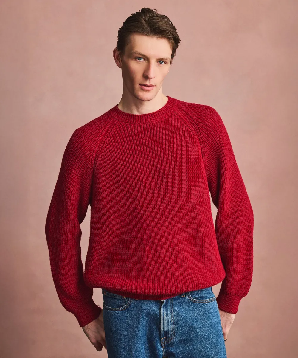 Cotton Fisherman Raglan Crewneck Sweater 4