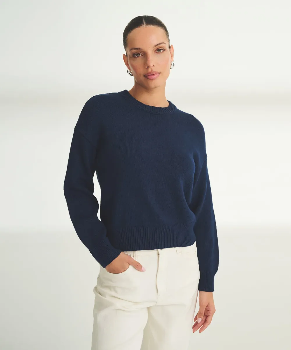 Cotton Relaxed Crewneck Sweater 2