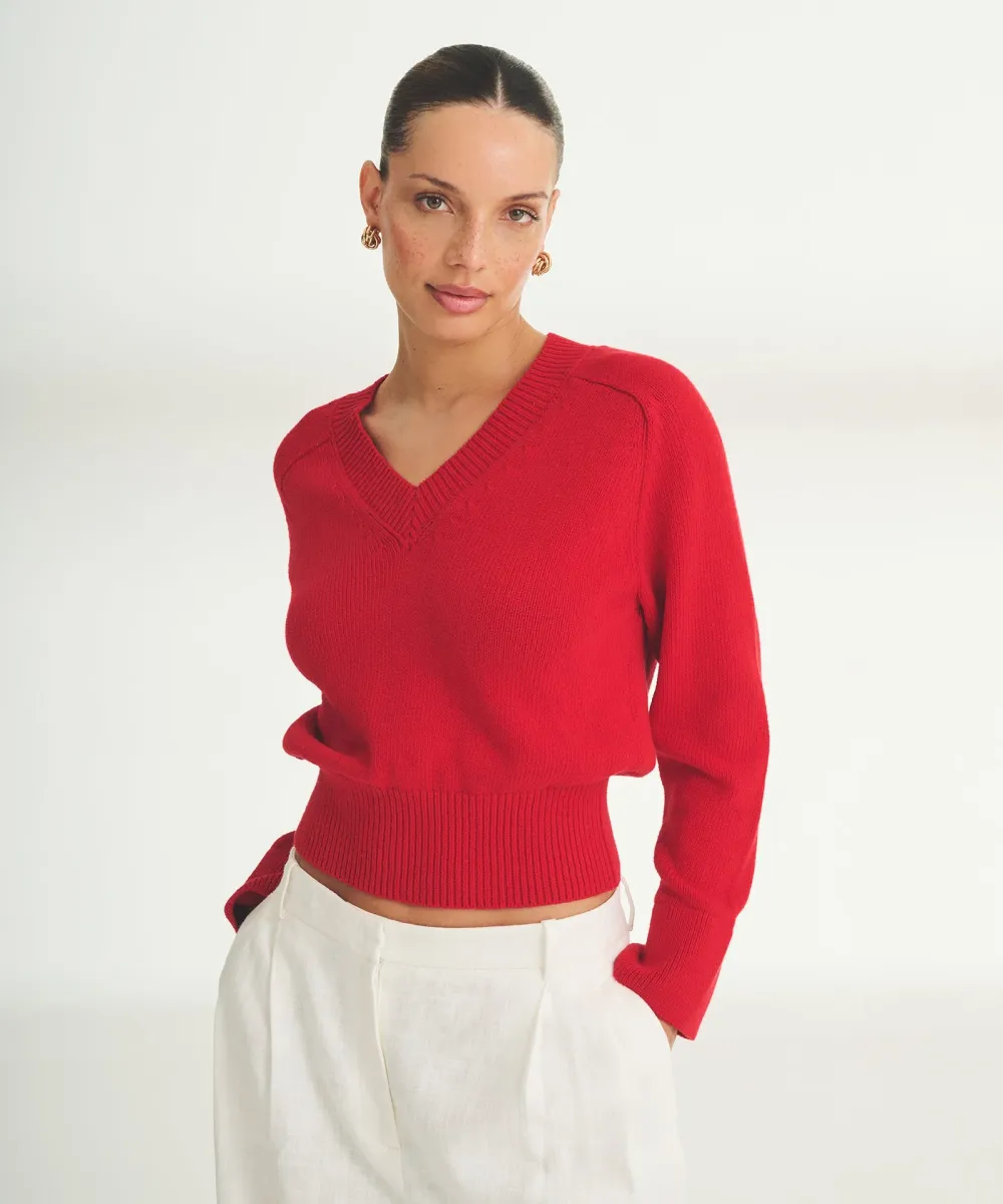 Cotton V-Neck Sweater 4
