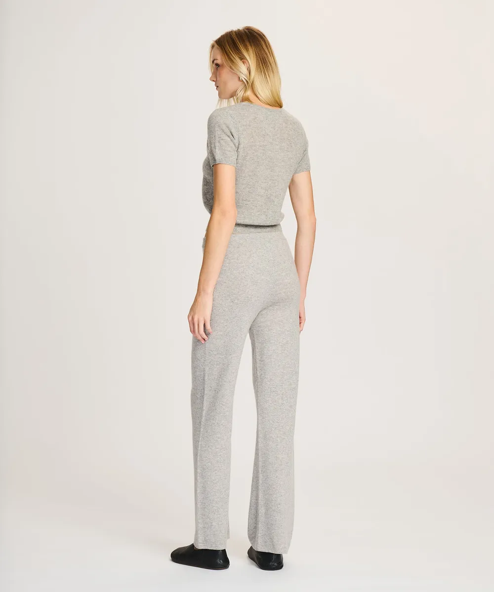 Flowers Lightweight Cashmere Short Sleeve V-Neck Sweater 4