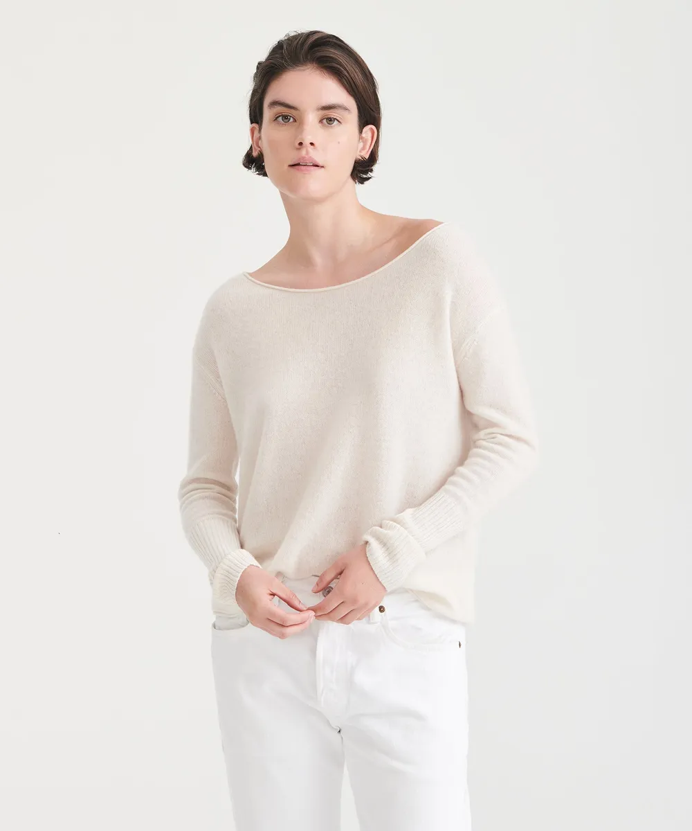 Lightweight Cashmere Boatneck Sweater 16