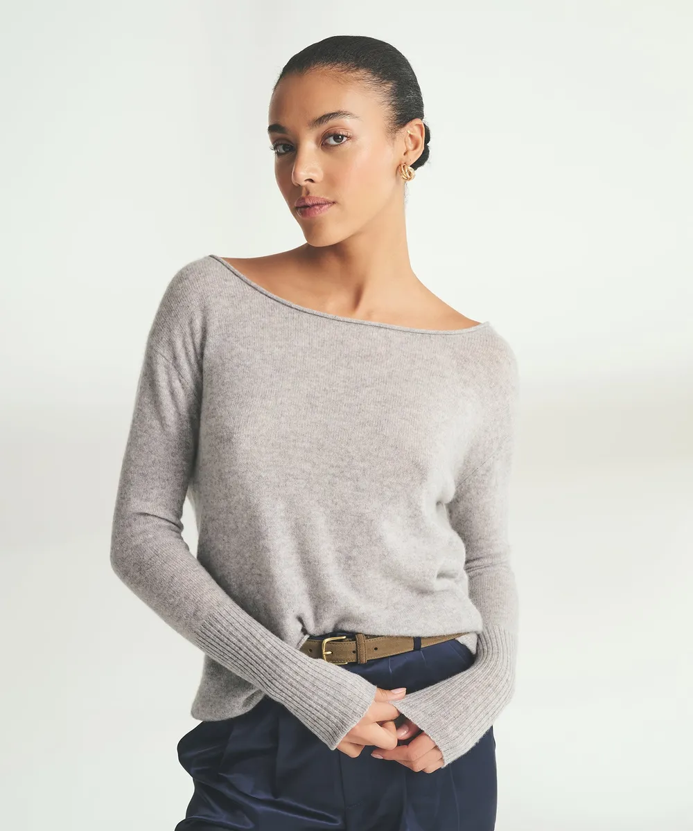 Lightweight Cashmere Boatneck Sweater 8