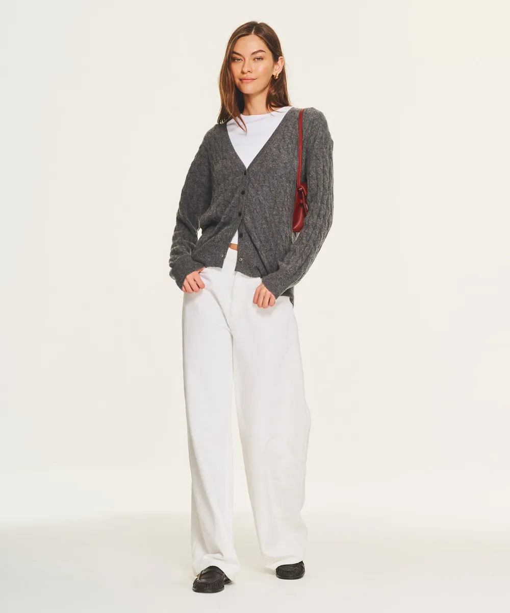 Lightweight Cashmere Cable Oversized Cardigan 2