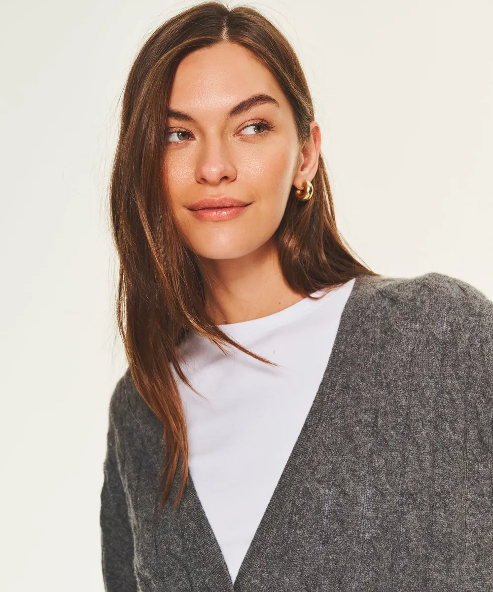 Lightweight Cashmere Cable Oversized Cardigan 3