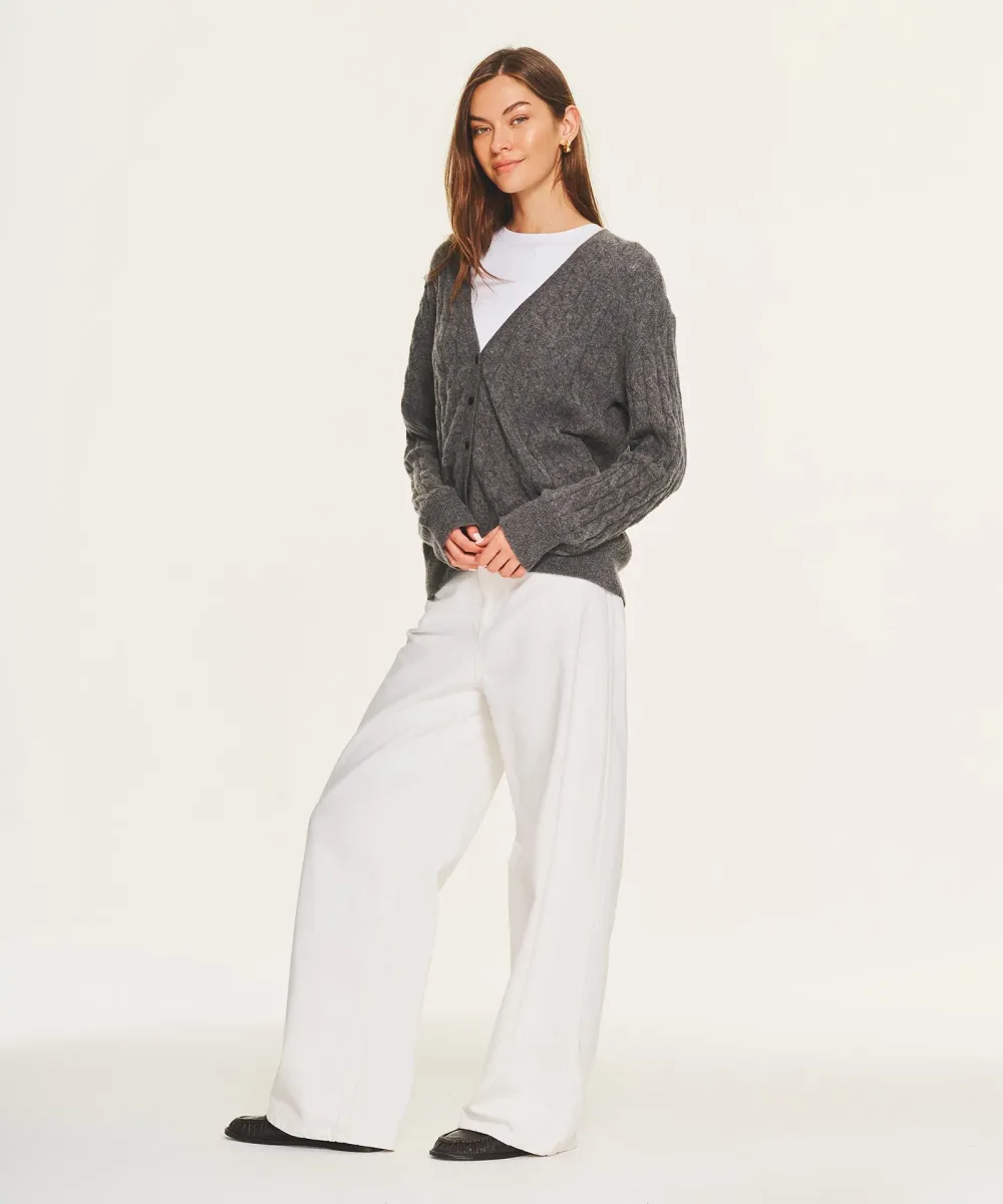 Lightweight Cashmere Cable Oversized Cardigan 4