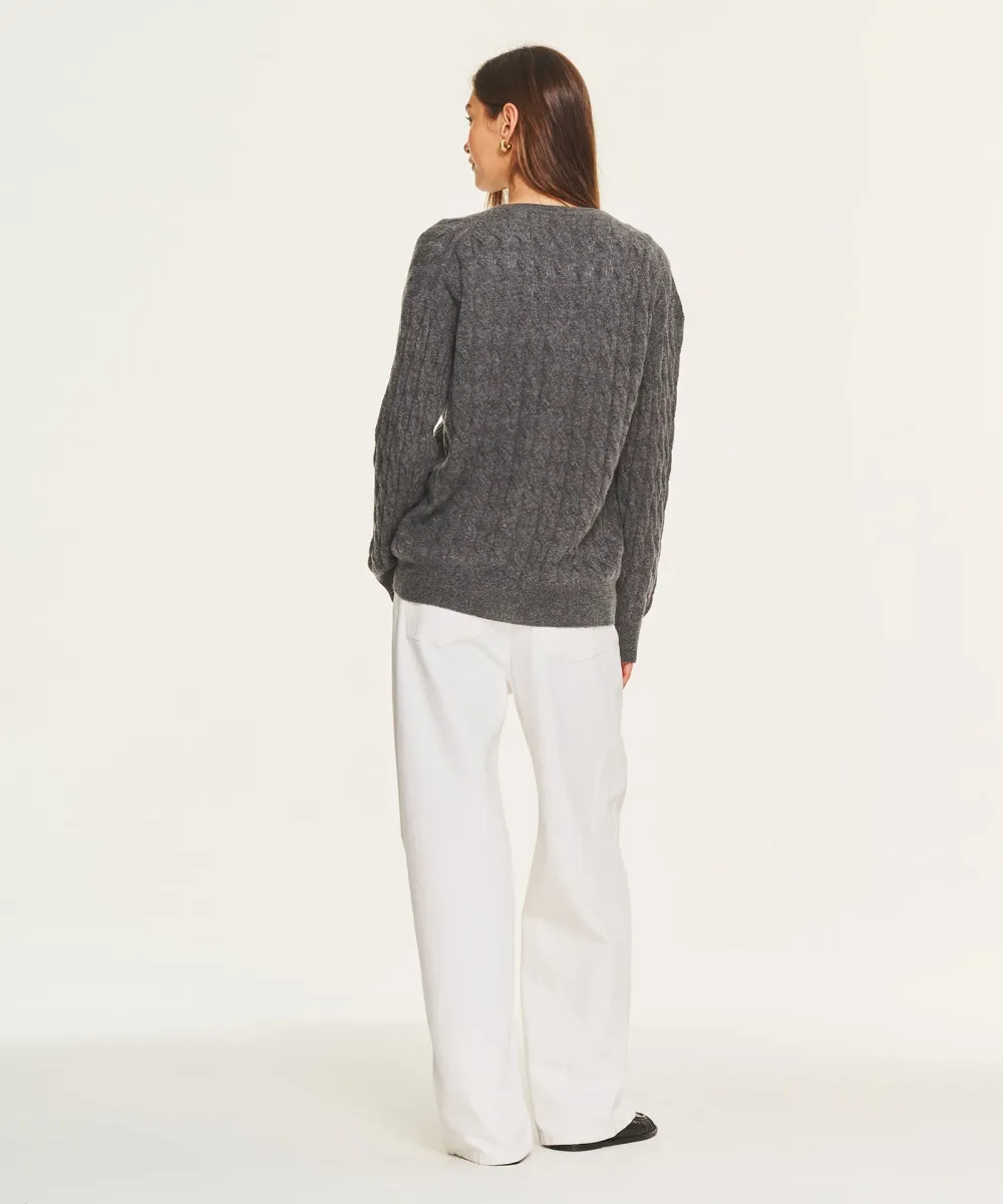 Lightweight Cashmere Cable Oversized Cardigan 5