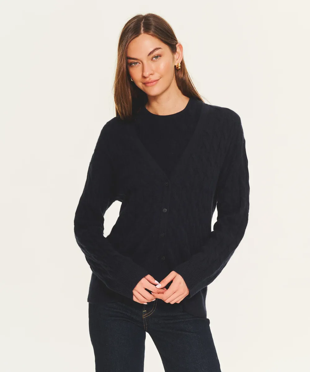 Lightweight Cashmere Cable Oversized Cardigan 6