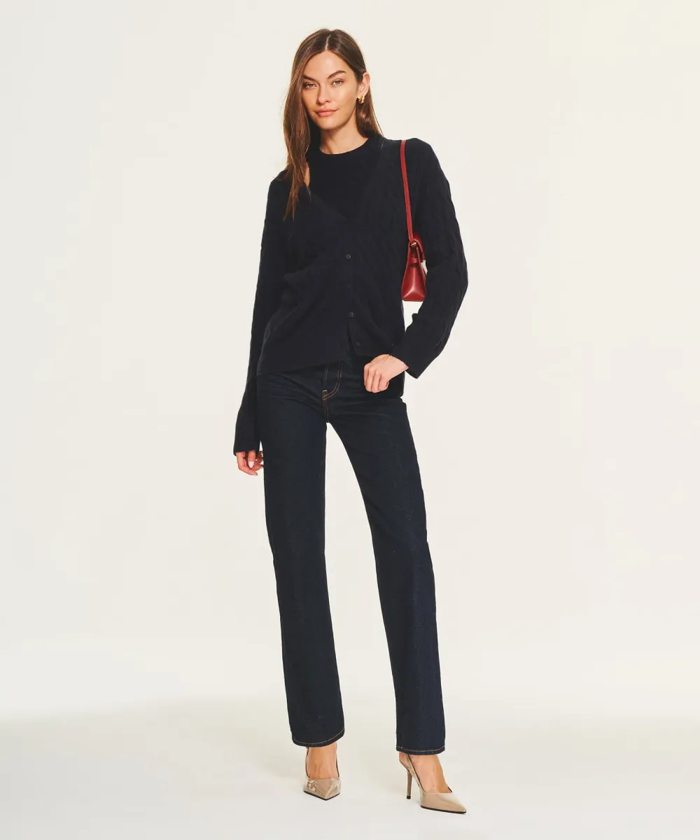 Lightweight Cashmere Cable Oversized Cardigan 7