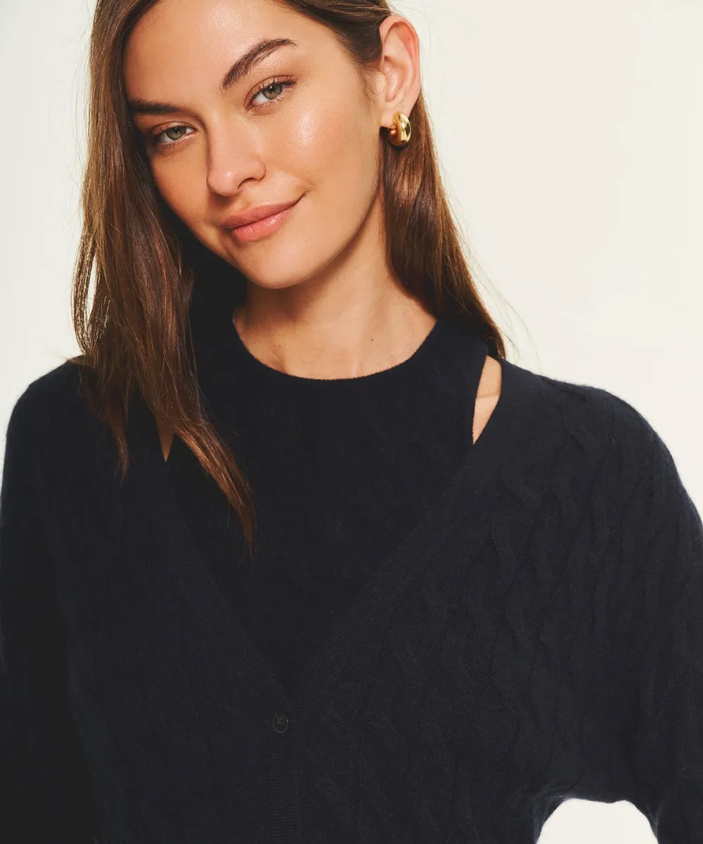 Lightweight Cashmere Cable Oversized Cardigan 8