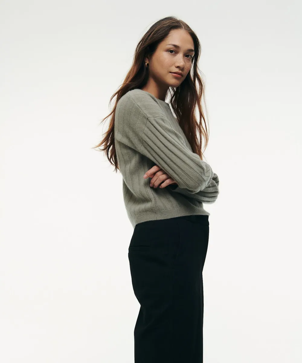 Lightweight Cashmere Ribbed Cropped Sweater 12