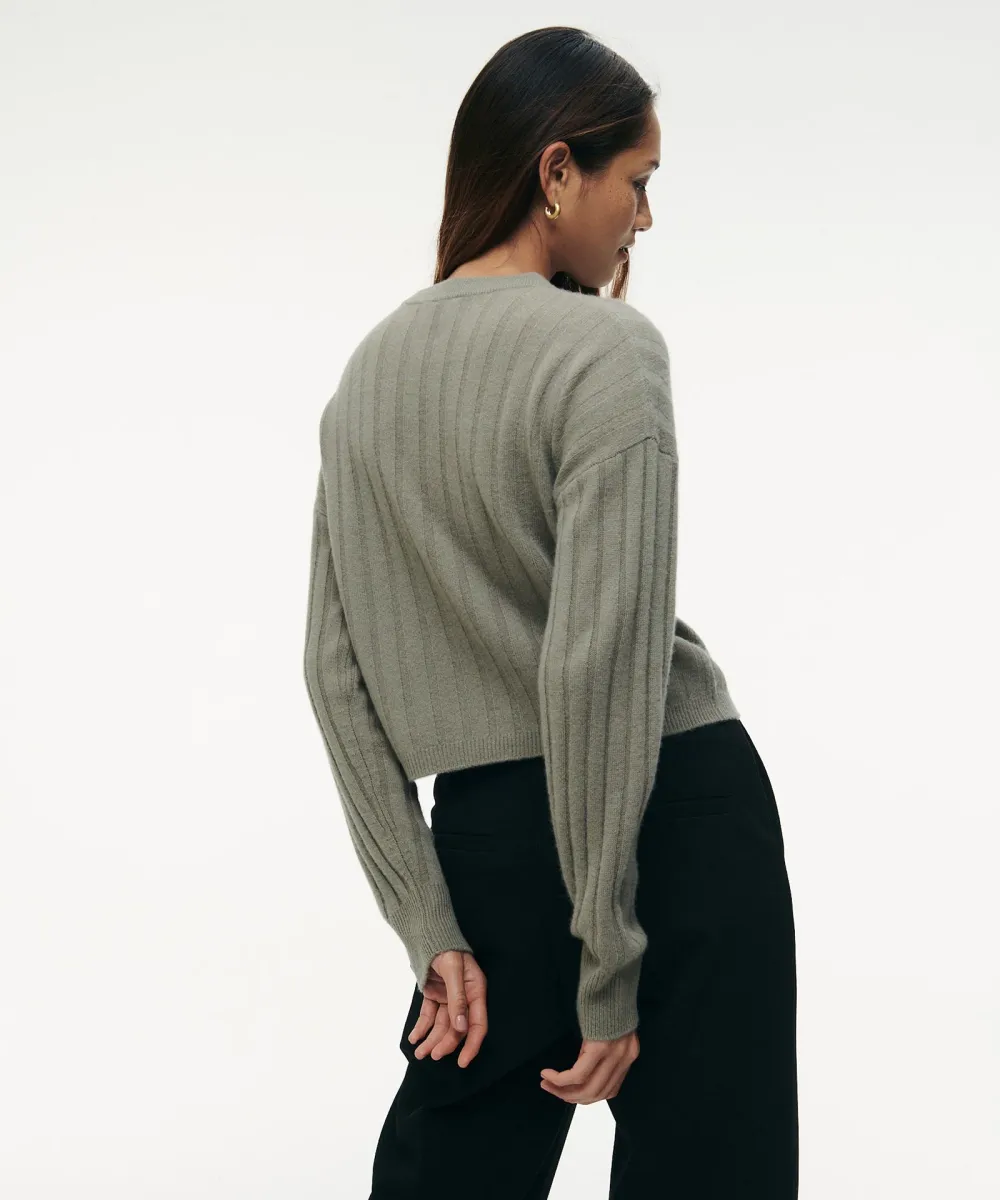 Lightweight Cashmere Ribbed Cropped Sweater 13