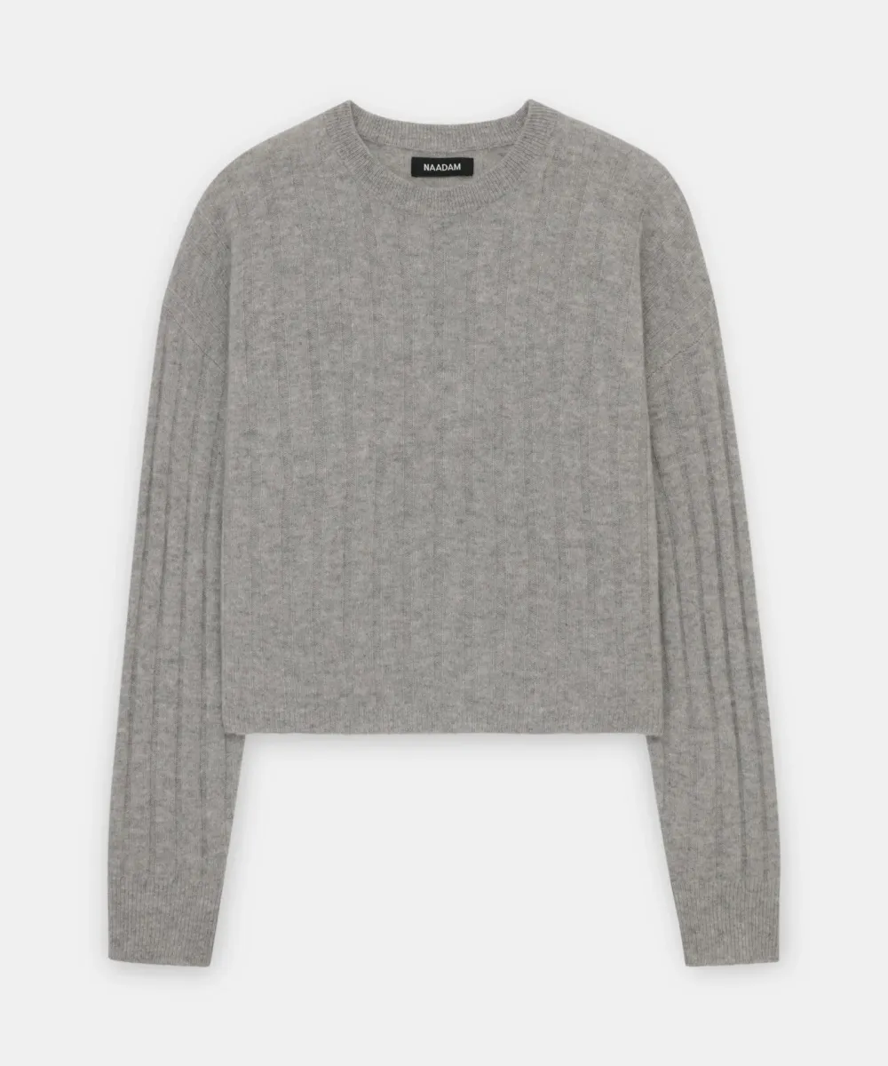Lightweight Cashmere Ribbed Cropped Sweater 16