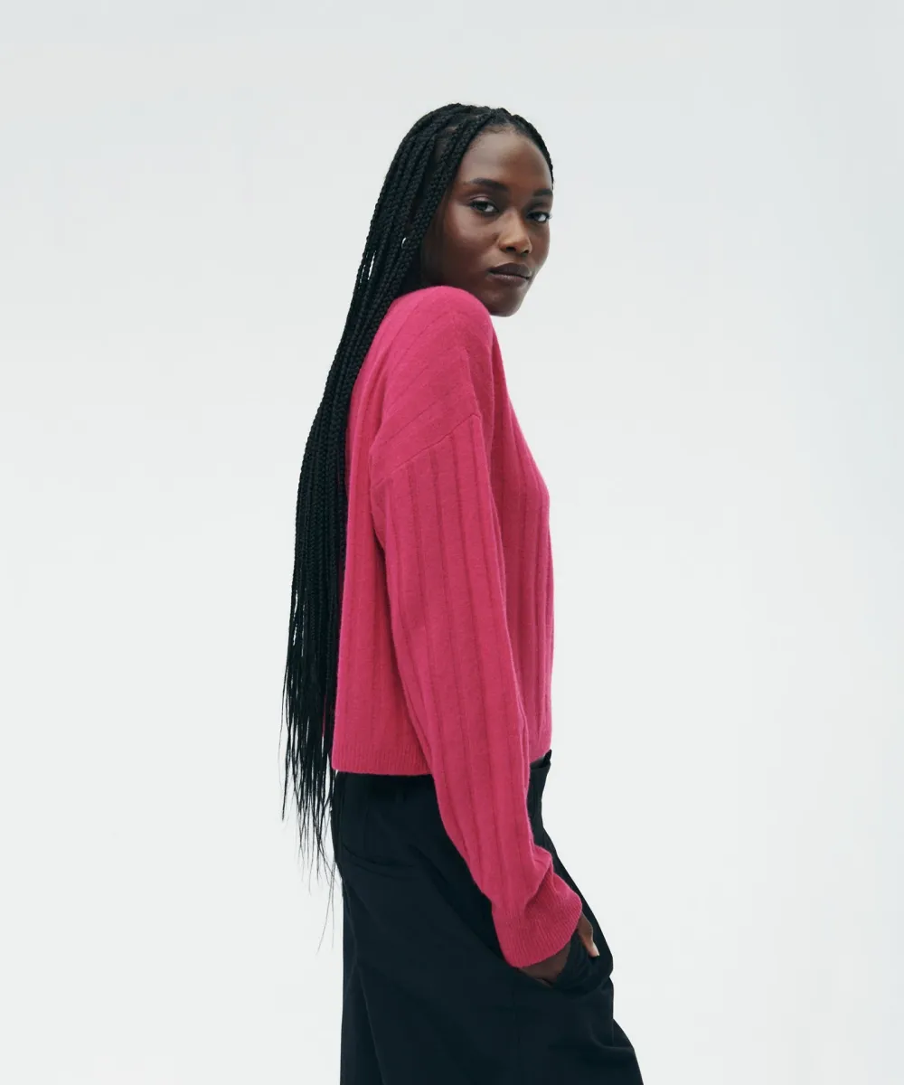 Lightweight Cashmere Ribbed Cropped Sweater 19