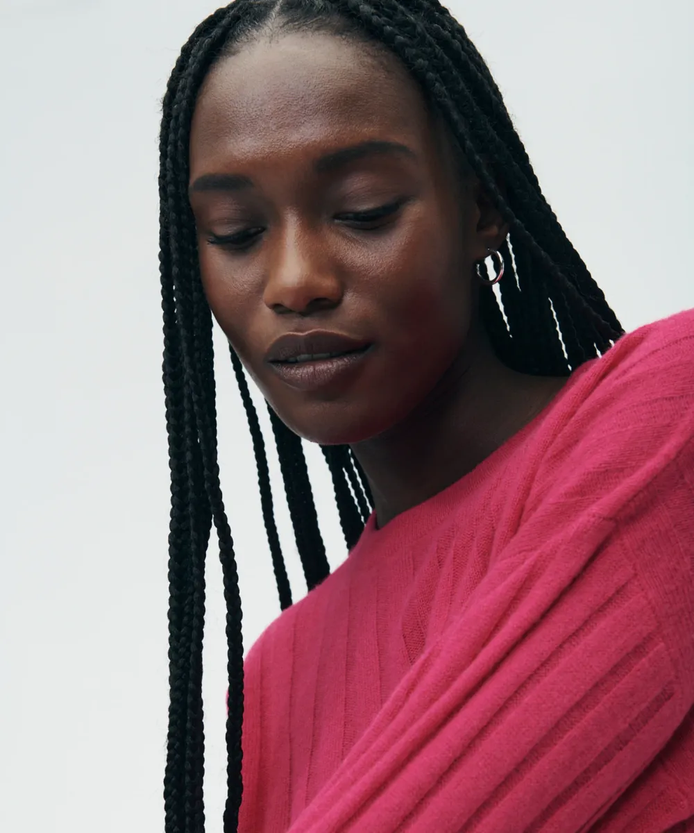 Lightweight Cashmere Ribbed Cropped Sweater 20